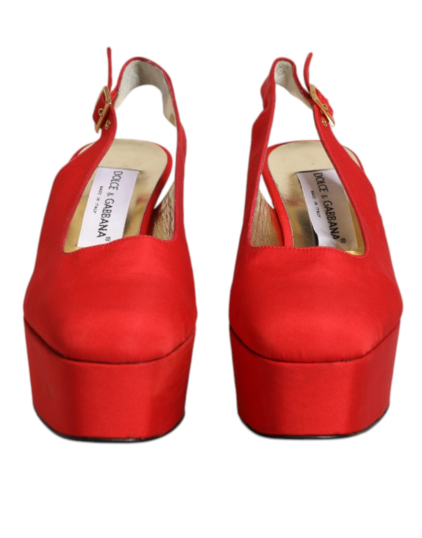 Dolce & Gabbana Red Platform Slingback Heels Sandals Shoes