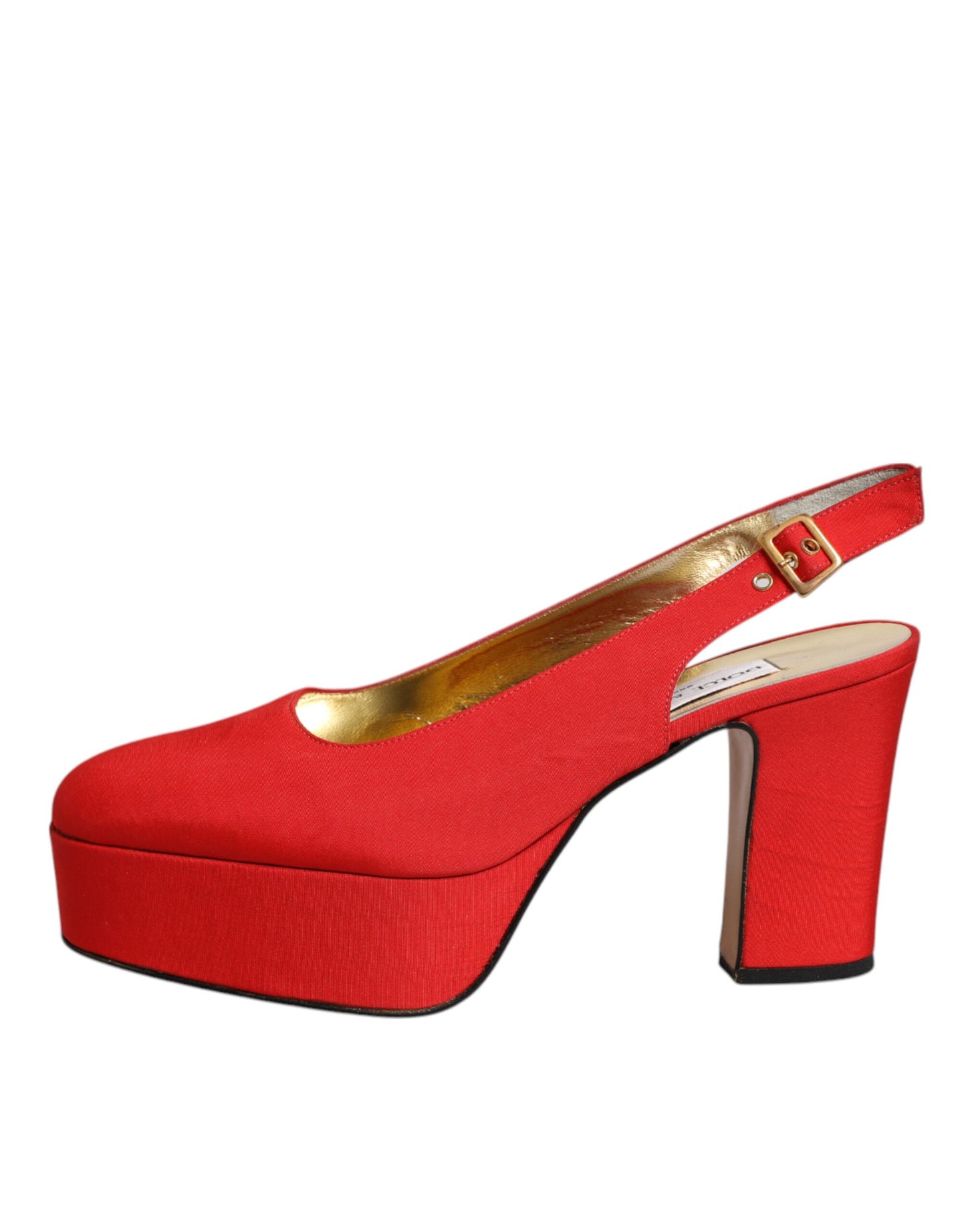 Dolce & Gabbana Red Platform Slingback Heels Sandals Shoes