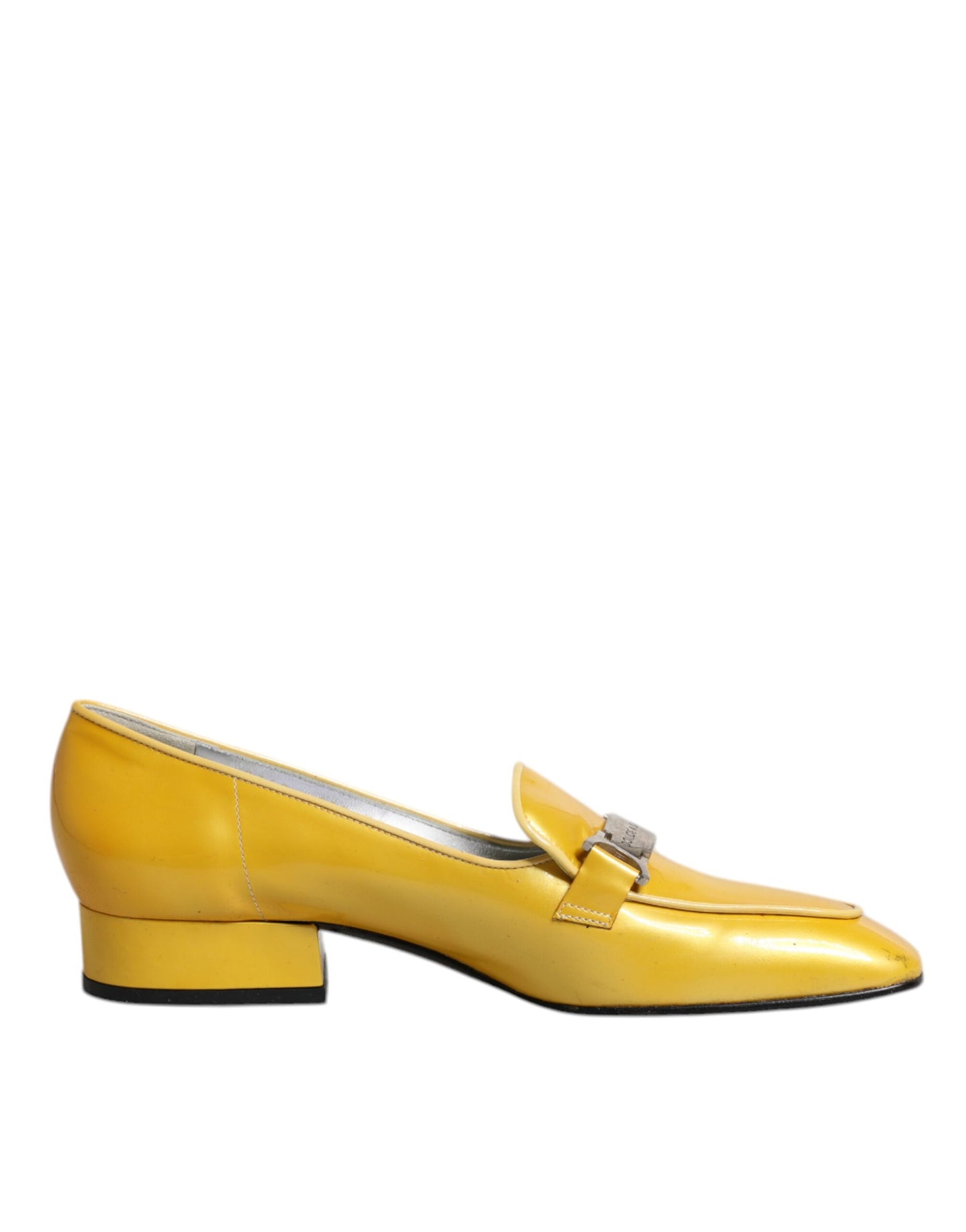 Dolce & Gabbana Yellow Leather Logo Plaque Slip On Mocassin Shoes