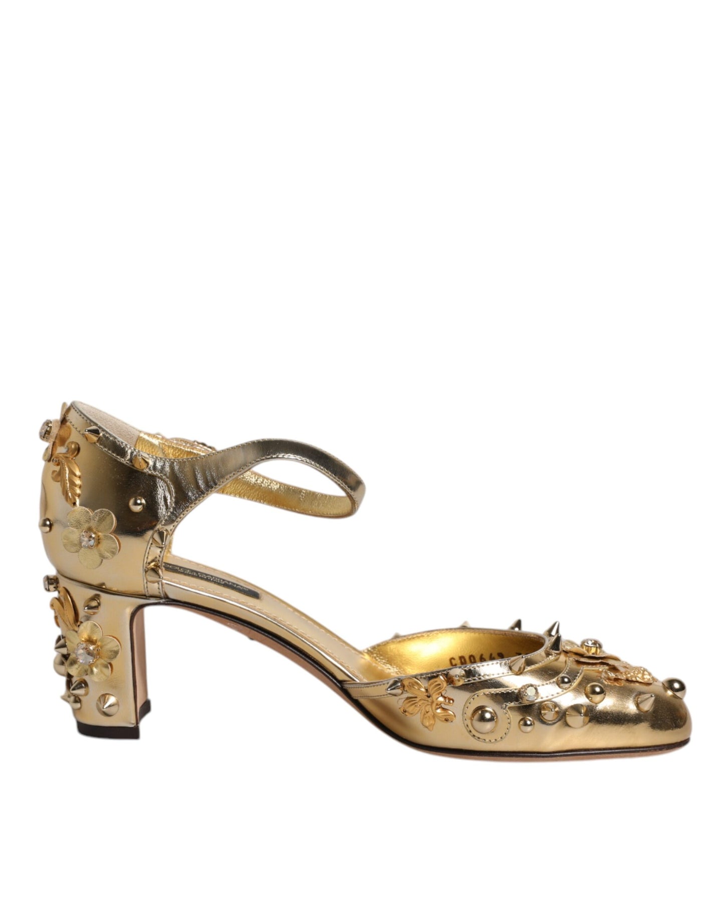 Dolce & Gabbana Gold Studs Vally Slingback Sandals Shoes