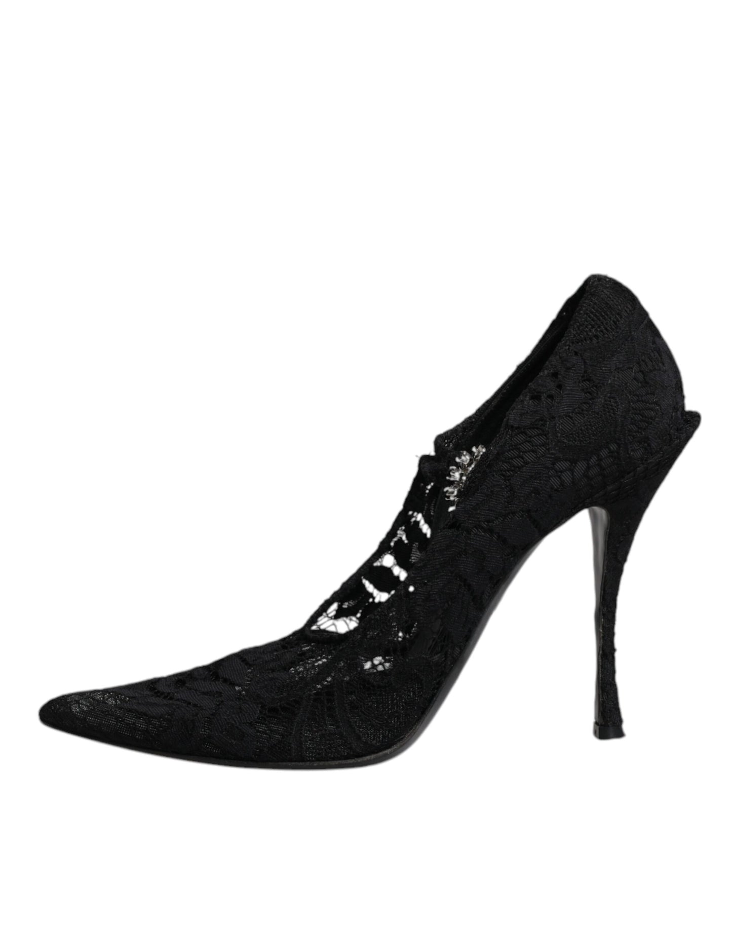 Dolce & Gabbana Black Lace Crystals Mary Jane Pumps Shoes