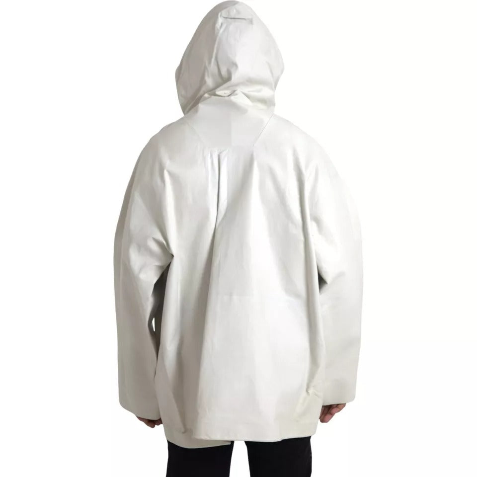 Bottega Veneta White Leather Men Waterproof Jacket Blouson