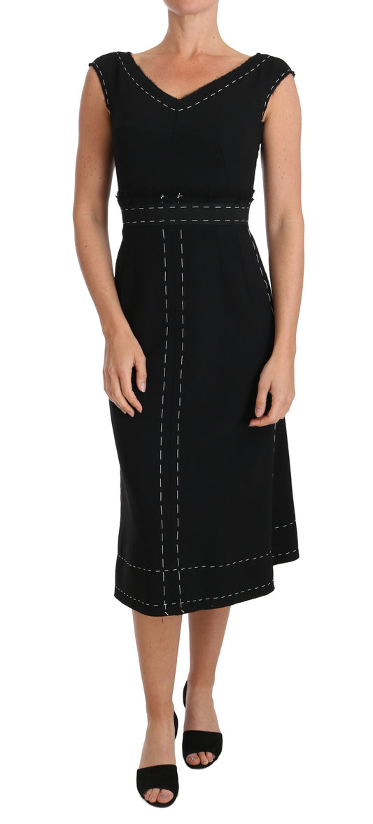 Dolce & Gabbana Elegant Black Sheath Wool Dress