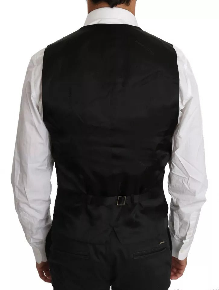 Dolce & Gabbana Black Wool Logo Waistcoat Vest