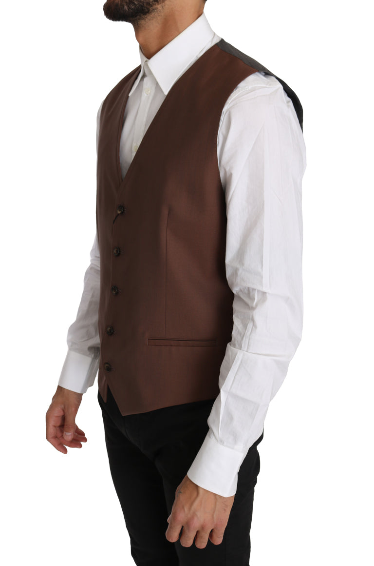 Dolce & Gabbana Sleek Bronze & Gray Formal Vest Slim Fit