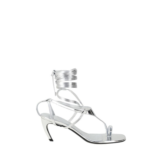 The Attico Silver Calf Leather Bos Taurus Flip-Flop Sandals