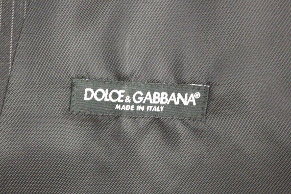 Dolce & Gabbana Elegant Gray Striped Dress Vest