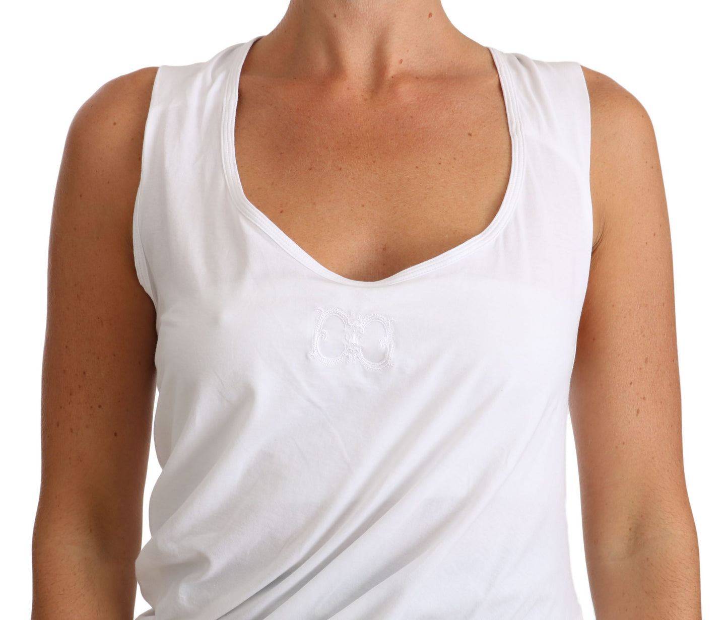 Cavalli Elegant White Tie Back Tank Top Tee