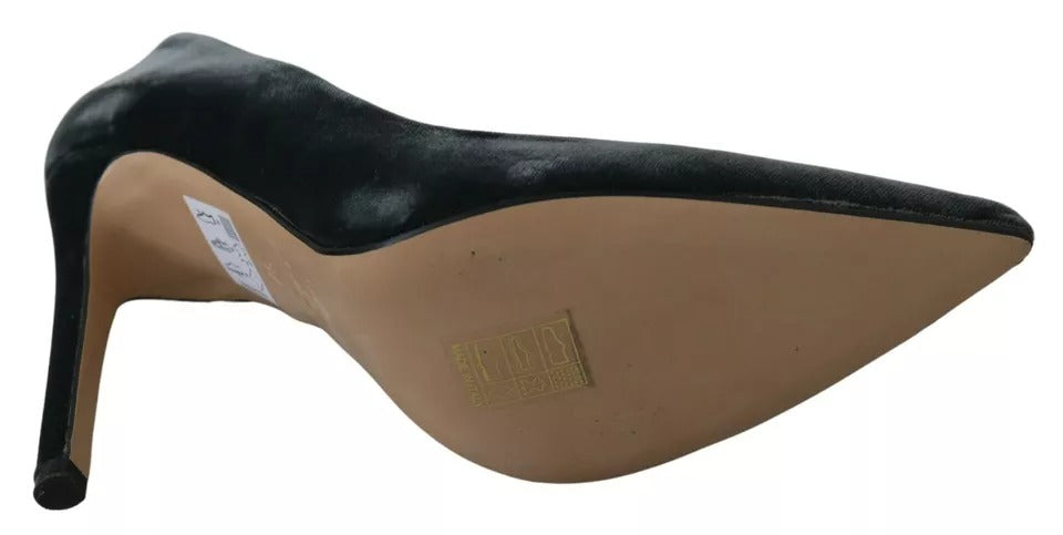 Ovyé Gray Velvet Dress Stiletto Pumps Shoes