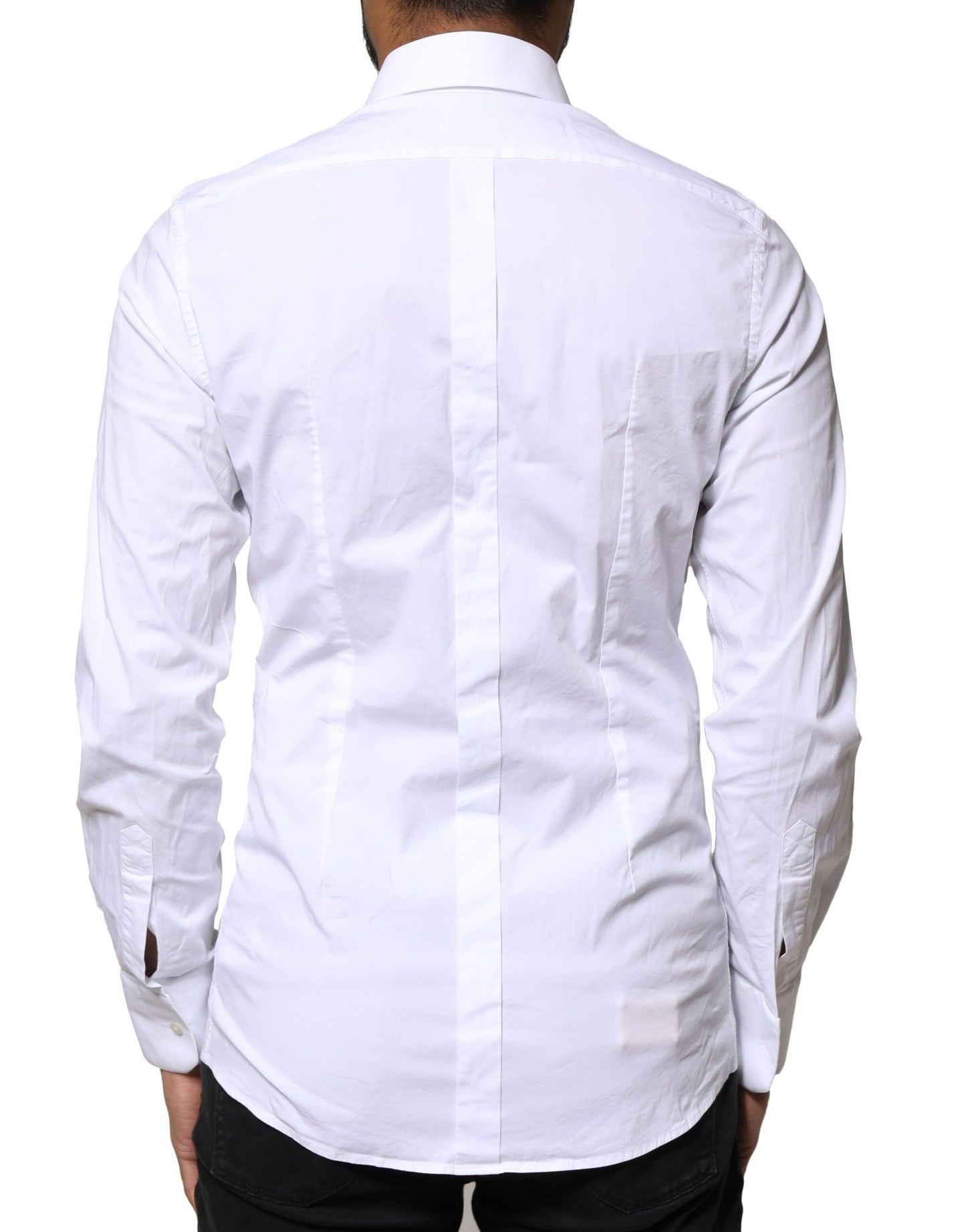 Dolce & Gabbana White GOLD Cotton Long Sleeves Dress Shirt