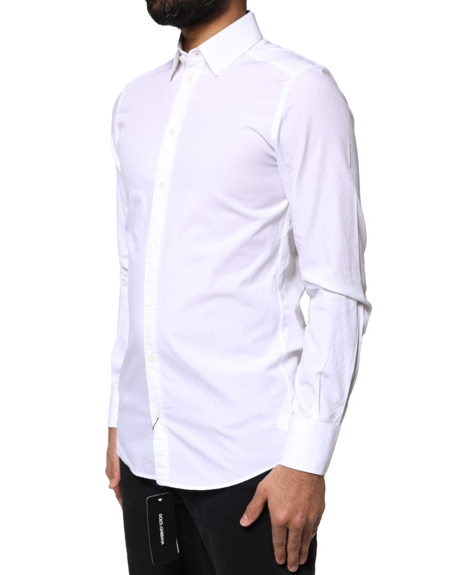 Dolce & Gabbana White Cotton MARTINI Formal Men Dress Shirt
