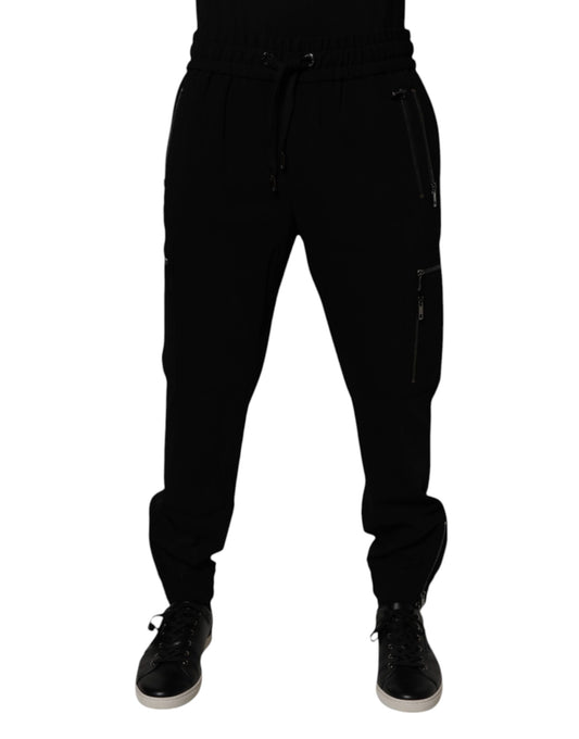 Dolce & Gabbana Black Wool Stretch Jogger Pants