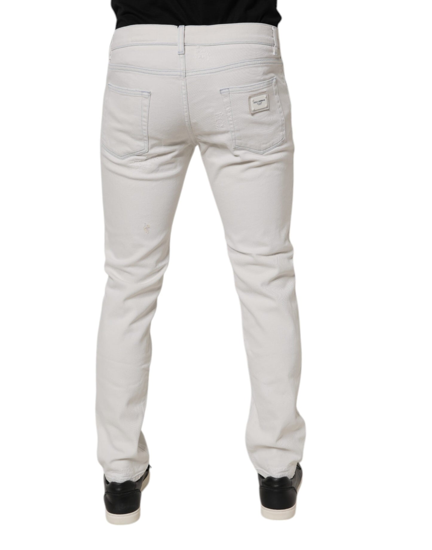 Dolce & Gabbana White Cotton Stretch Skinny Slim Denim Jeans