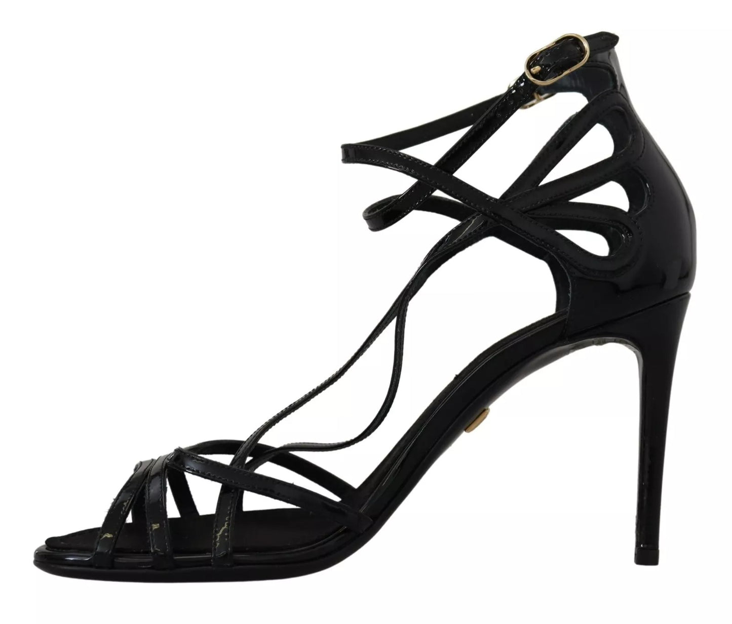 Dolce & Gabbana Black Leather Stiletto Heels Sandals Shoes