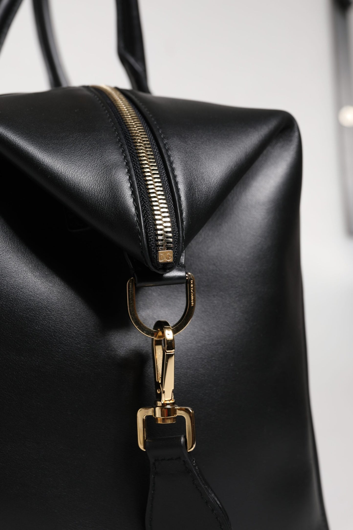 Dolce & Gabbana Black Calfskin Leather Hand Shoulder Duffle Bag