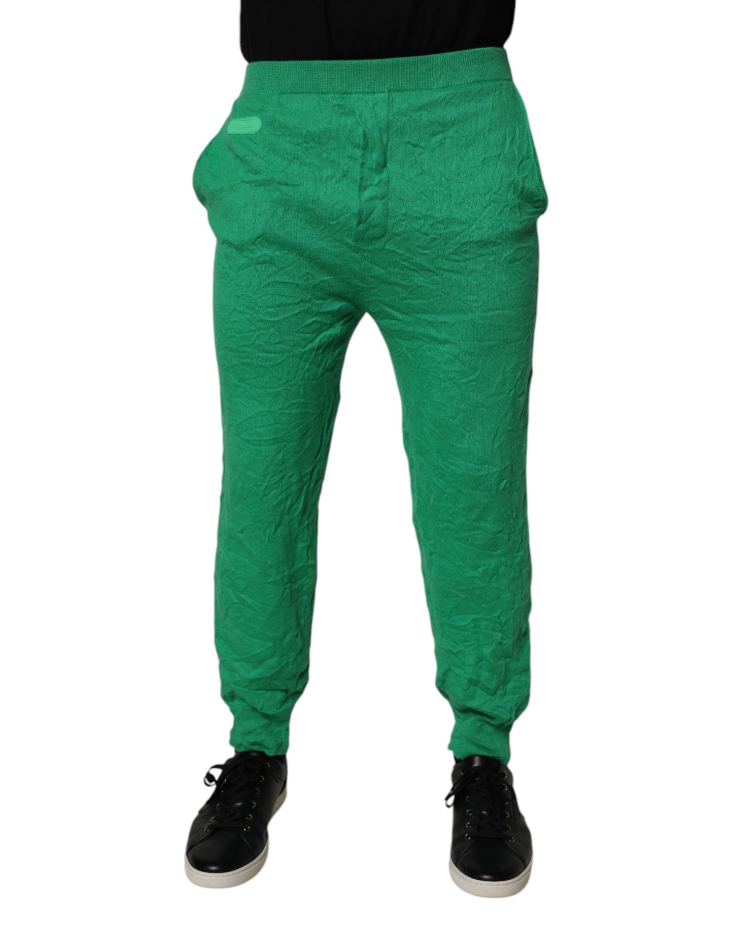 Dsquared² Green Cotton Elastic Waist Men Casual Pants