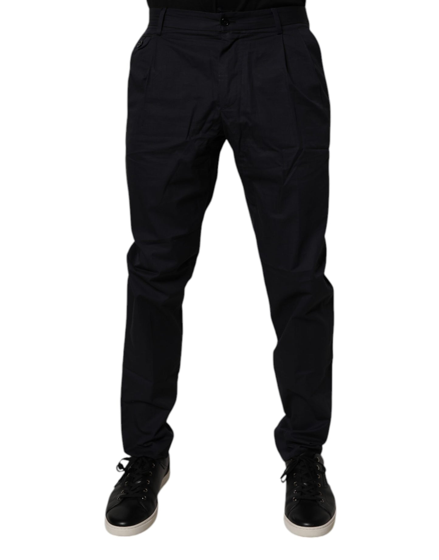 Dolce & Gabbana Dark Blue Cotton Tapered Formal Pants