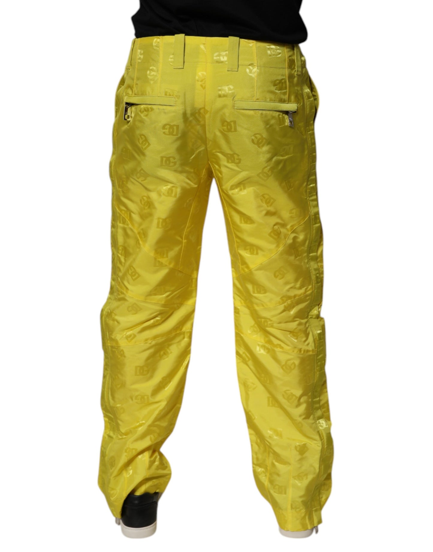 Dolce & Gabbana Yellow DG Monogram Polyester Straight Pants