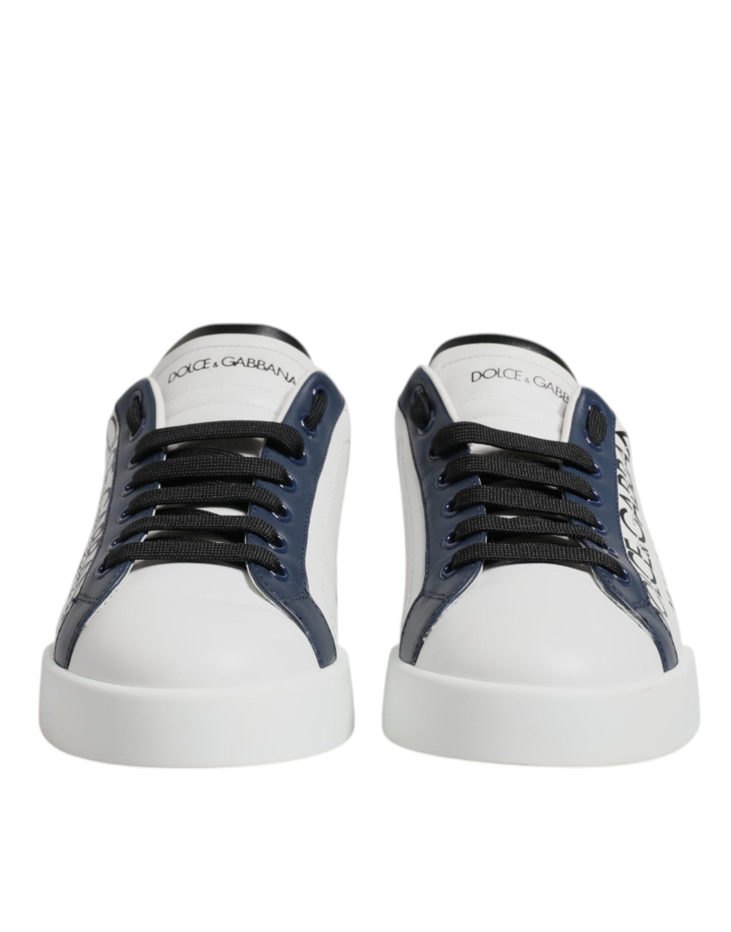 Dolce & Gabbana White Blue Crown Low Top Men Sneakers Shoes