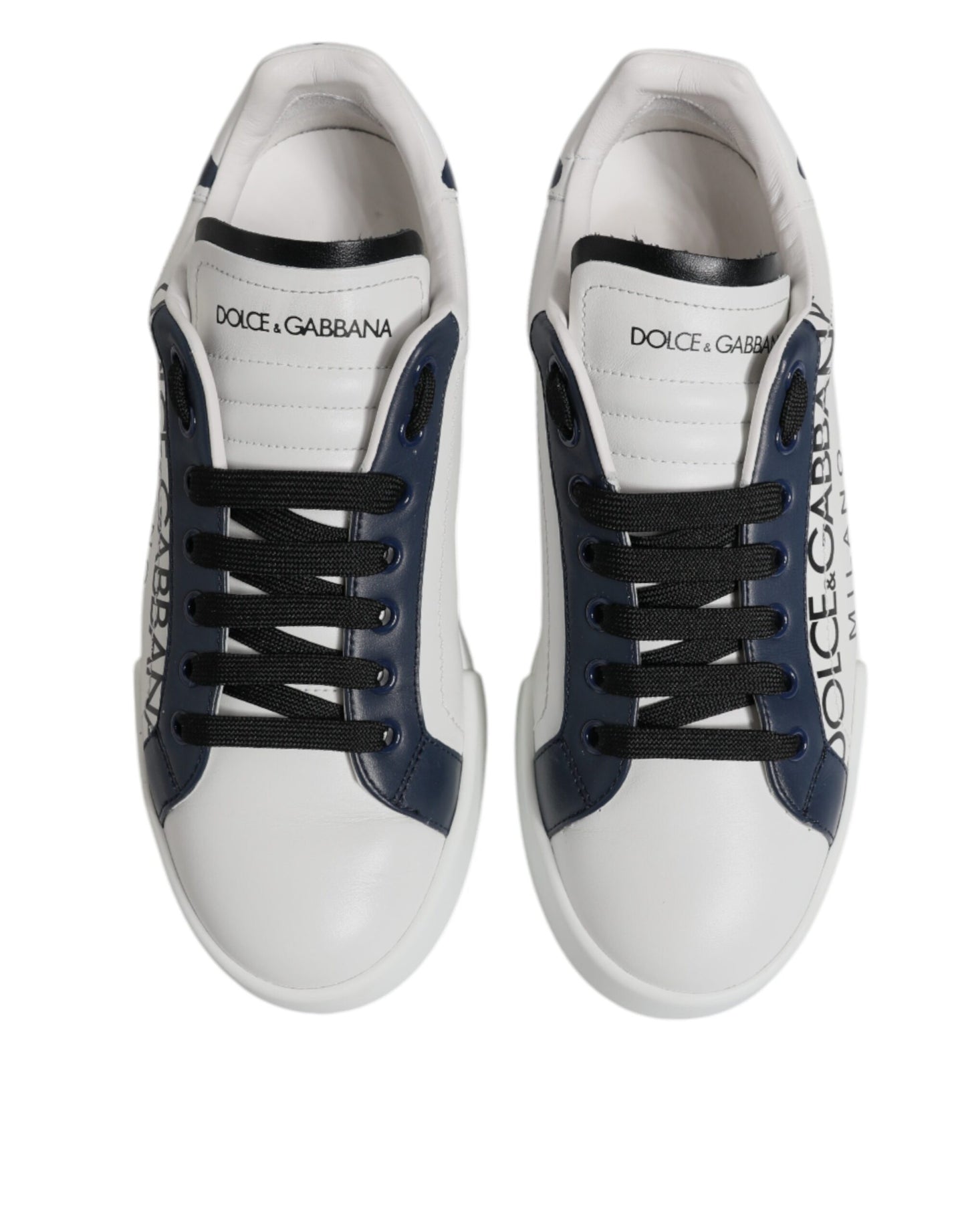 Dolce & Gabbana White Blue Crown Low Top Men Sneakers Shoes