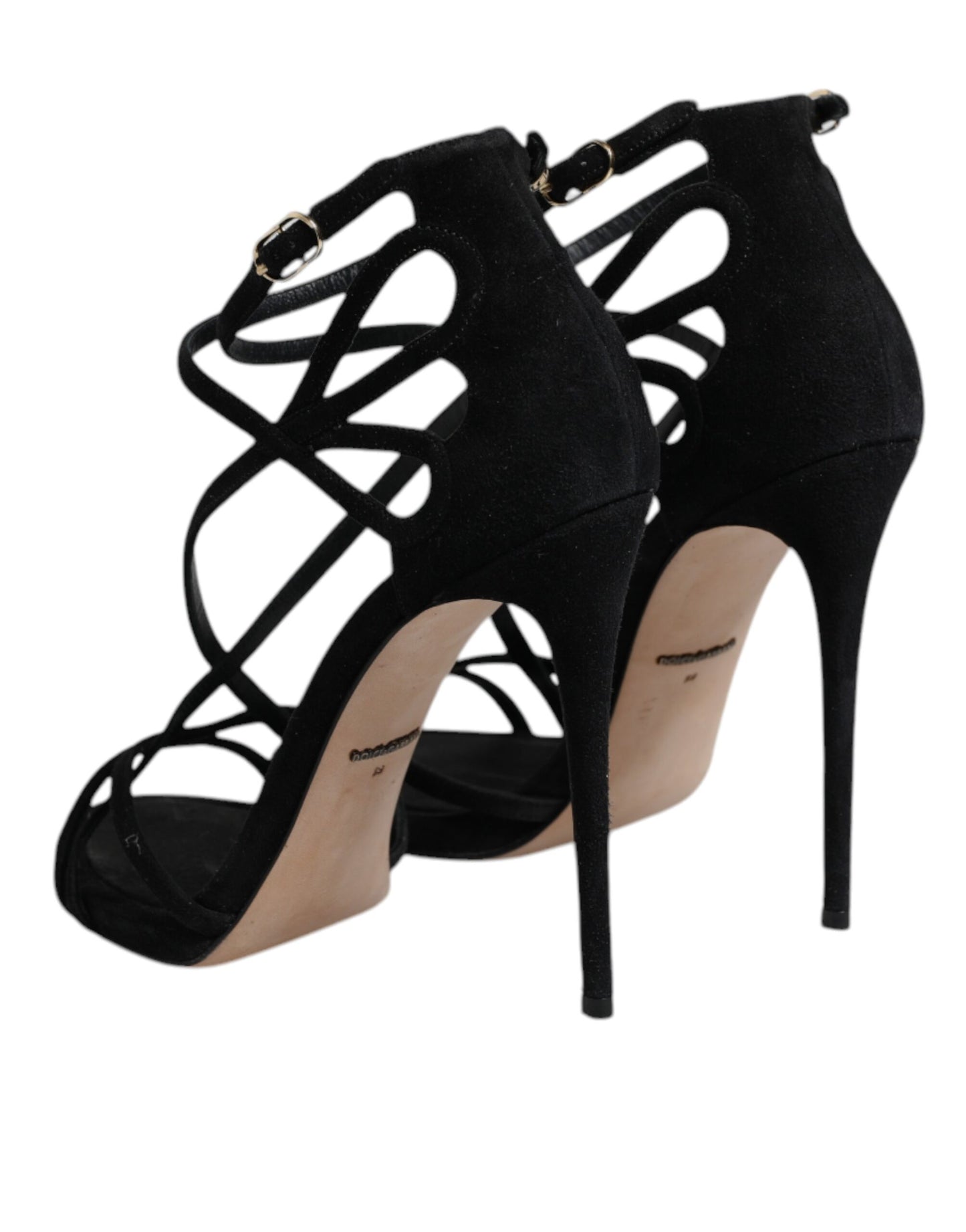 Dolce & Gabbana Black Leather Stiletto Heels Sandals Shoes