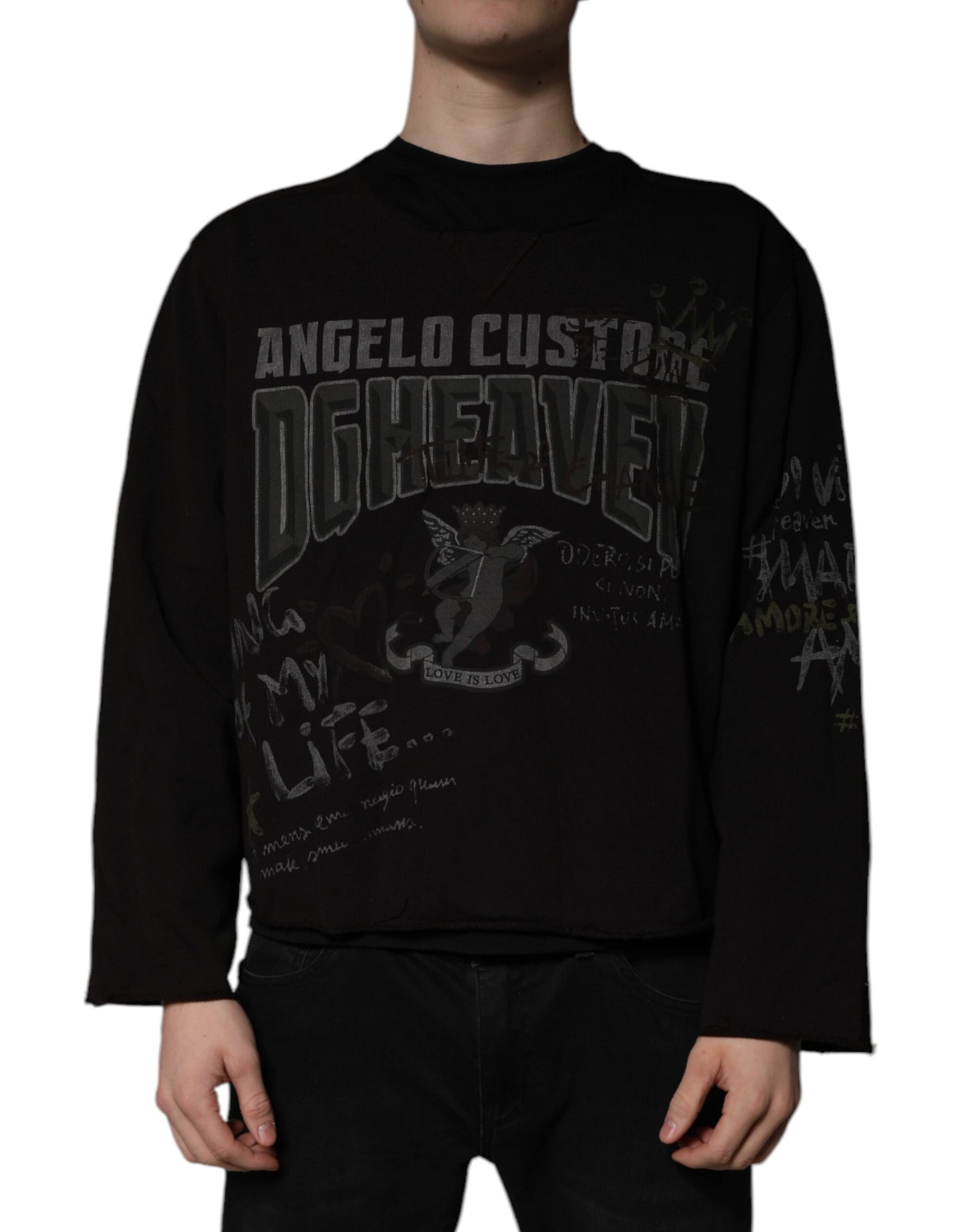 Dolce & Gabbana Black DG Heaven Crew Neck Pullover Sweater