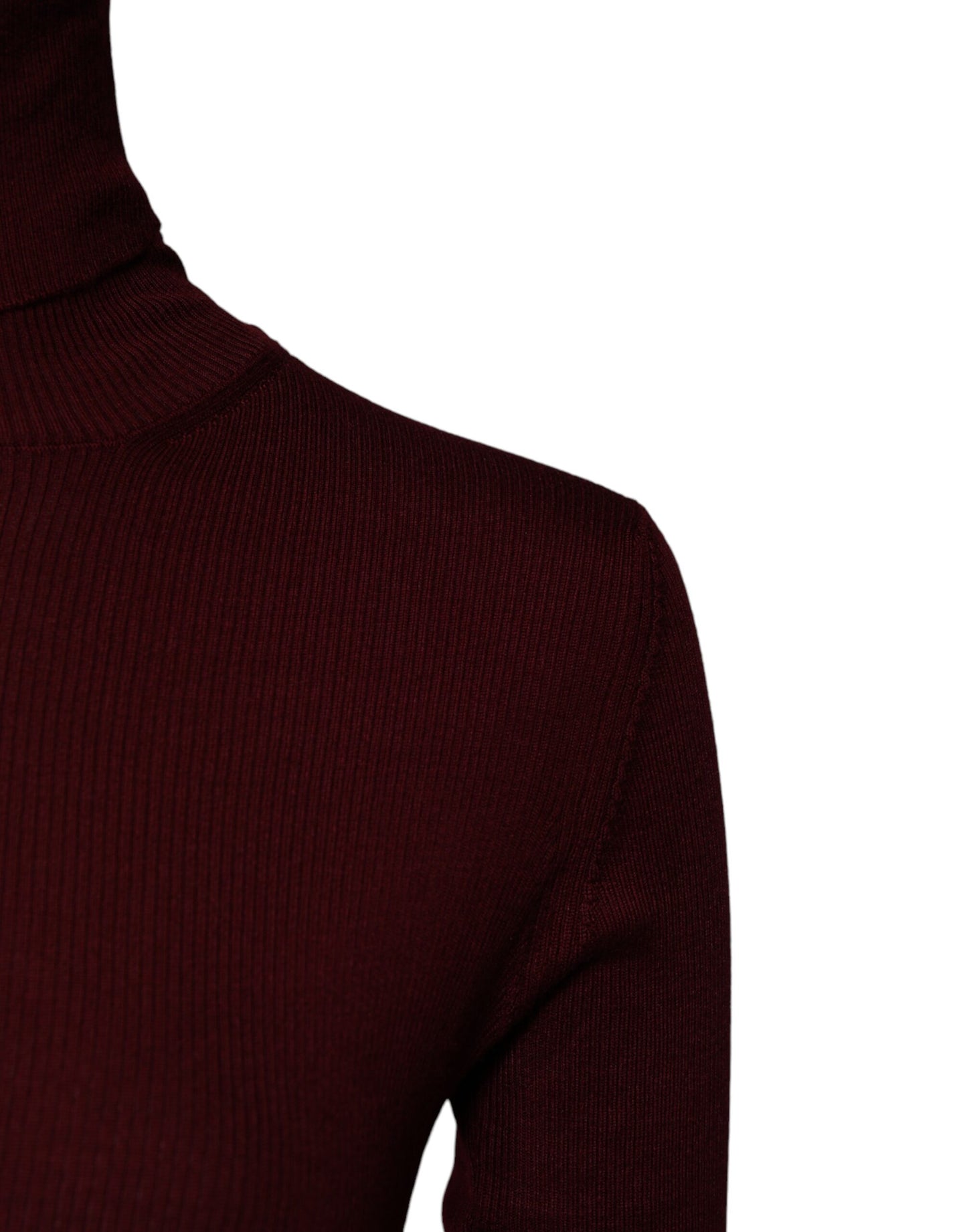 Dolce & Gabbana Burgundy Long Sleeves Turtleneck Slim Sweater