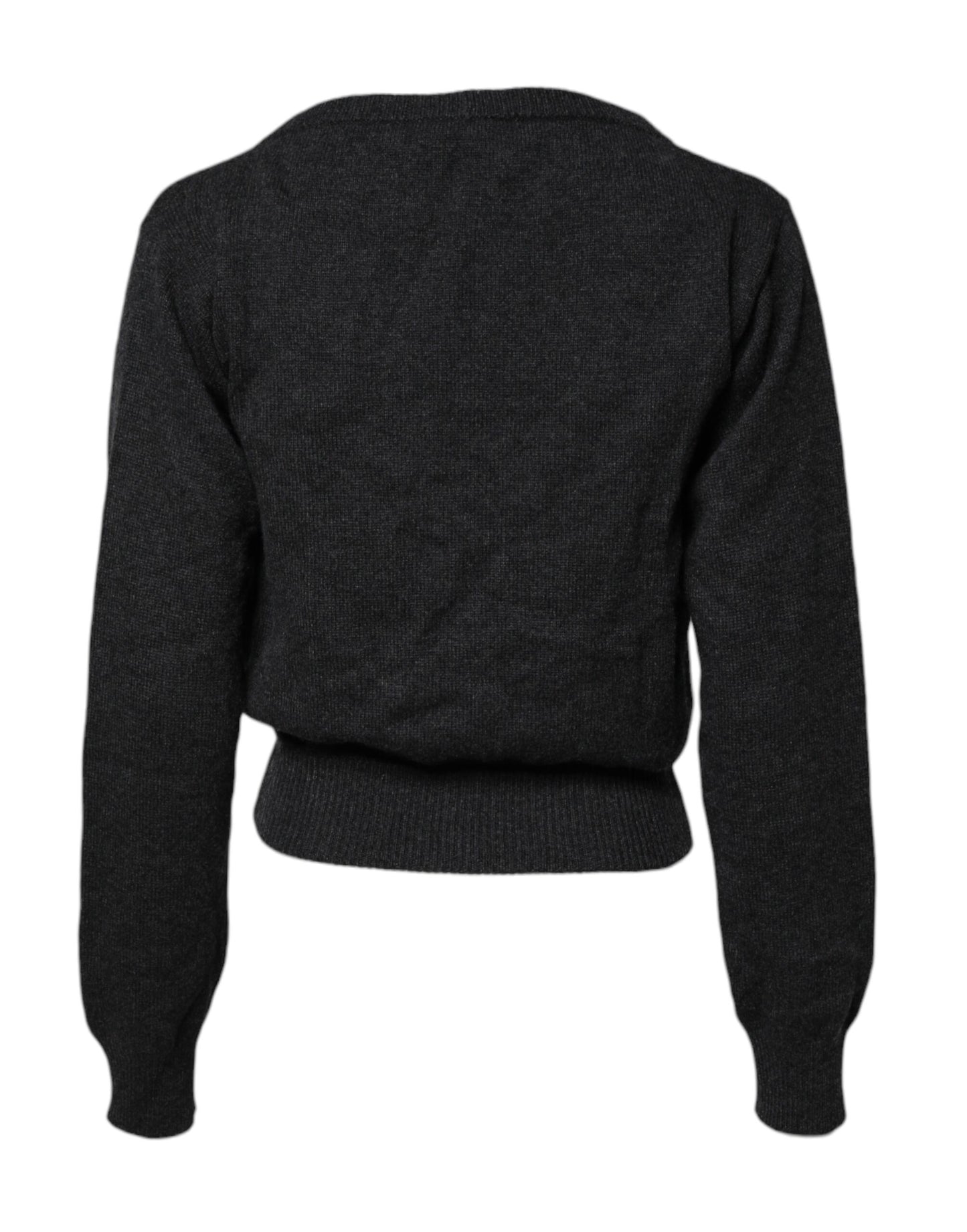 Dolce & Gabbana Grey Cashmere Deep V-neck Pullover Sweater