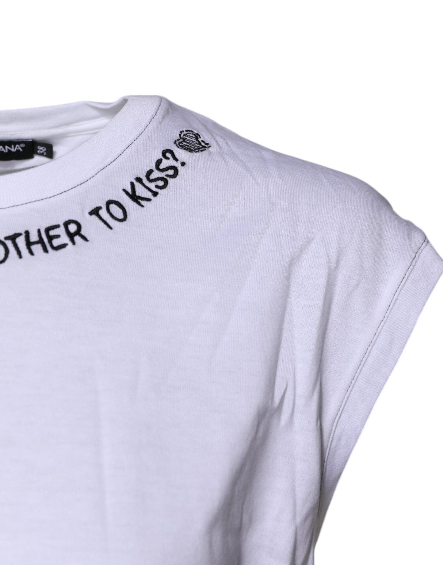 Dolce & Gabbana White Cotton Sleeveless Printed Tank T-shirt