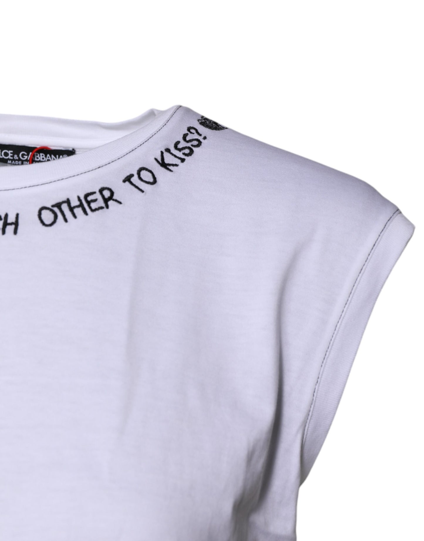 Dolce & Gabbana White Cotton Sleeveless Printed Tank T-shirt