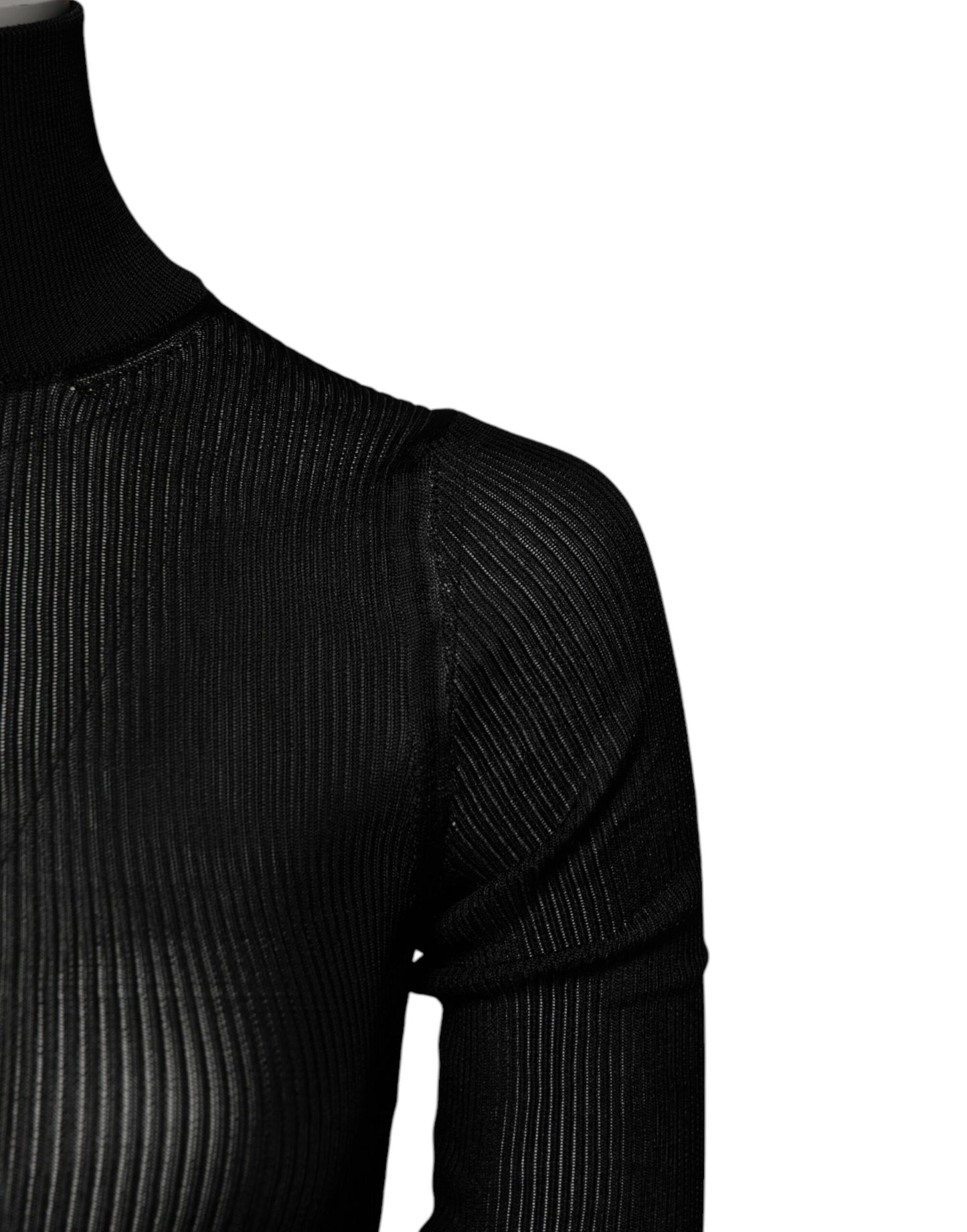Dolce & Gabbana Black Knit Long Sleeves Turtleneck Slim Top