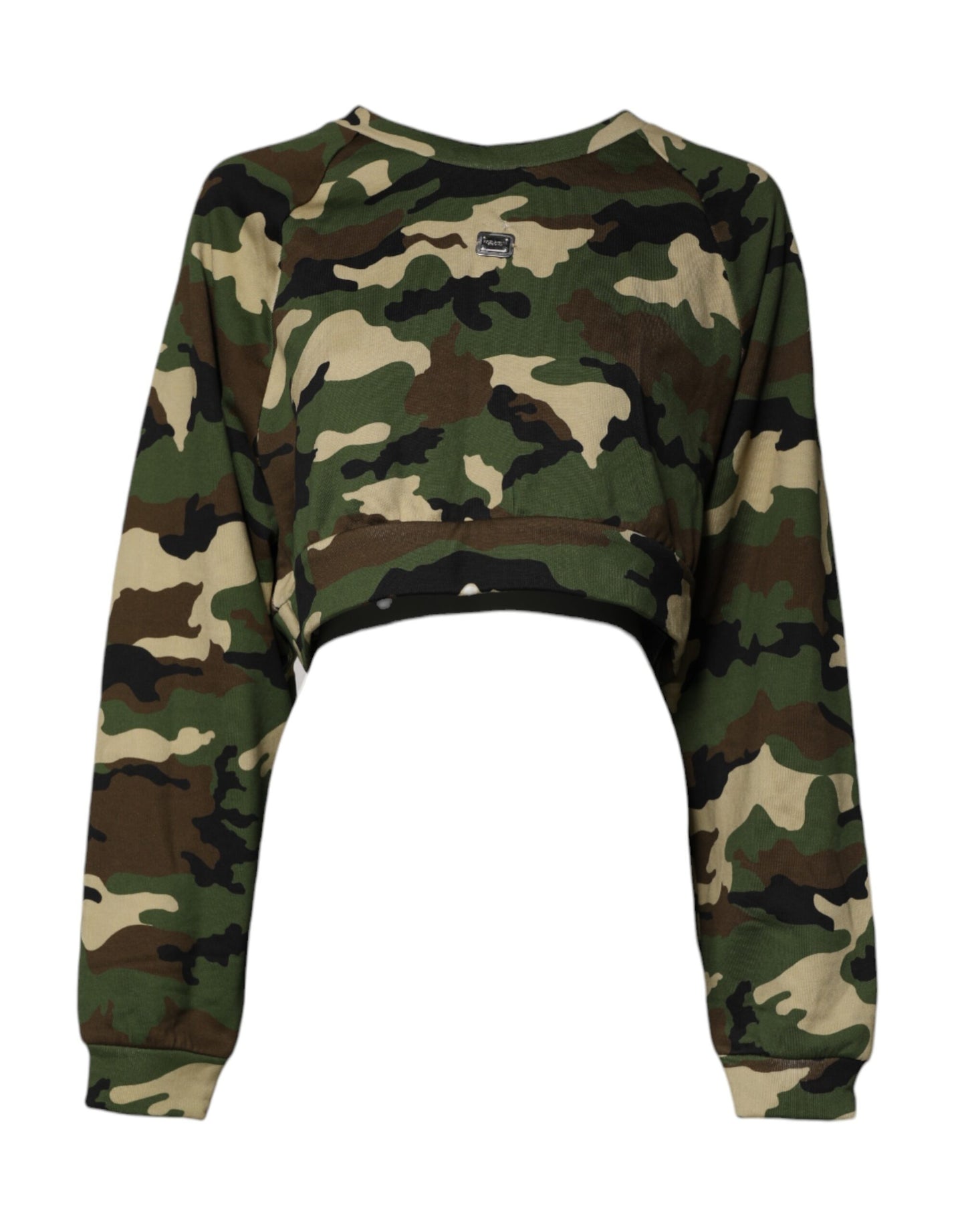 Dolce & Gabbana Multicolor Camou Cropped Sweatshirt Sweater