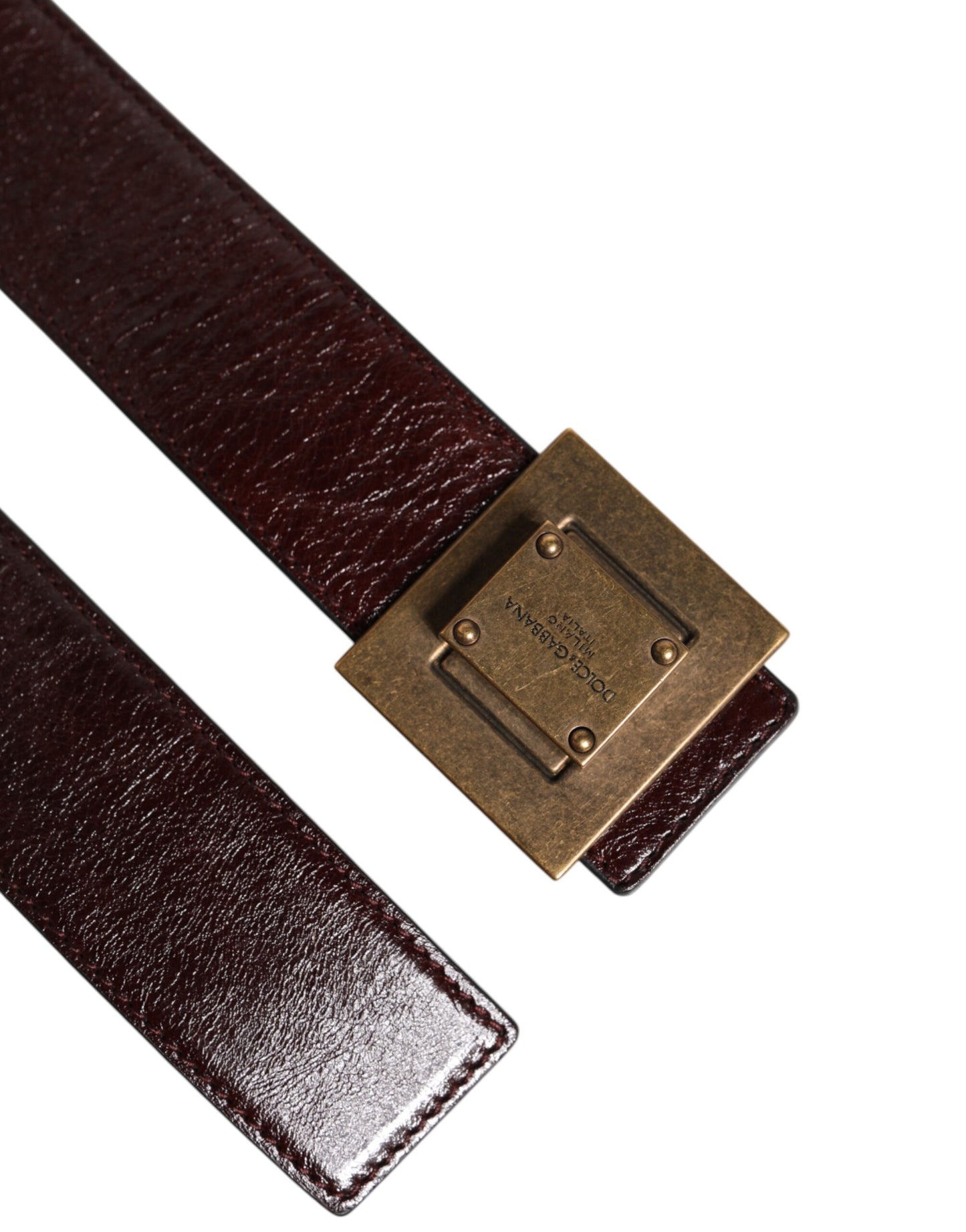 Dolce & Gabbana Brown Leather Gold Metal Buckle Classic Belt