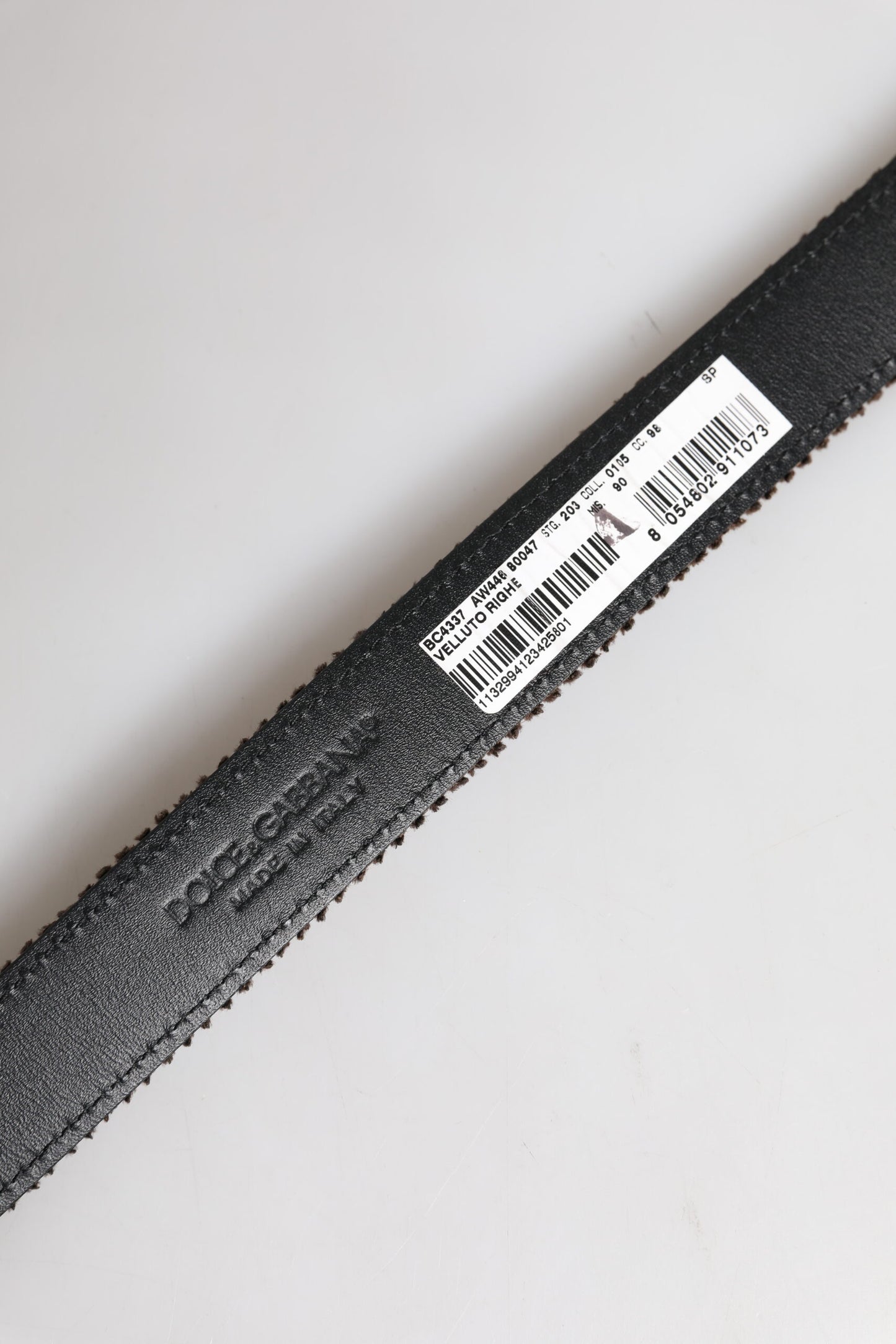 Dolce & Gabbana Brown Velvet Metal Buckle Classic Belt