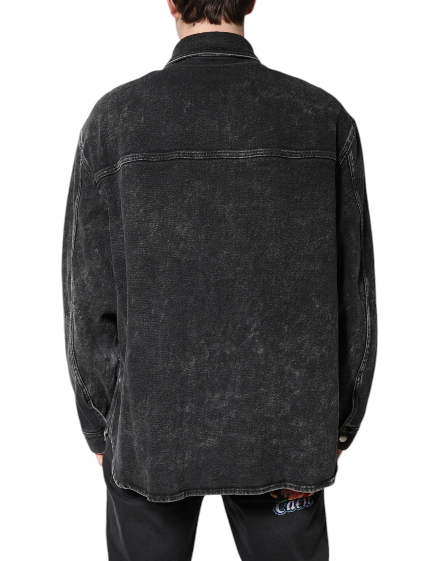 Dolce & Gabbana Black Logo Cotton Stretch Denim Jacket