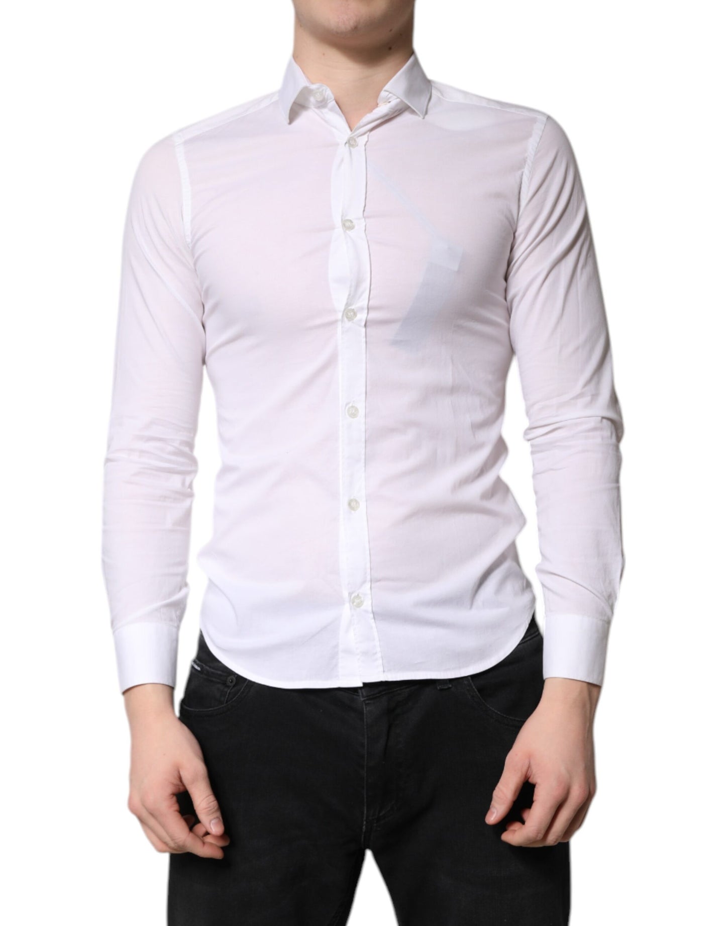 Daniele Alessandrini White Cotton Dress Formal Shirt