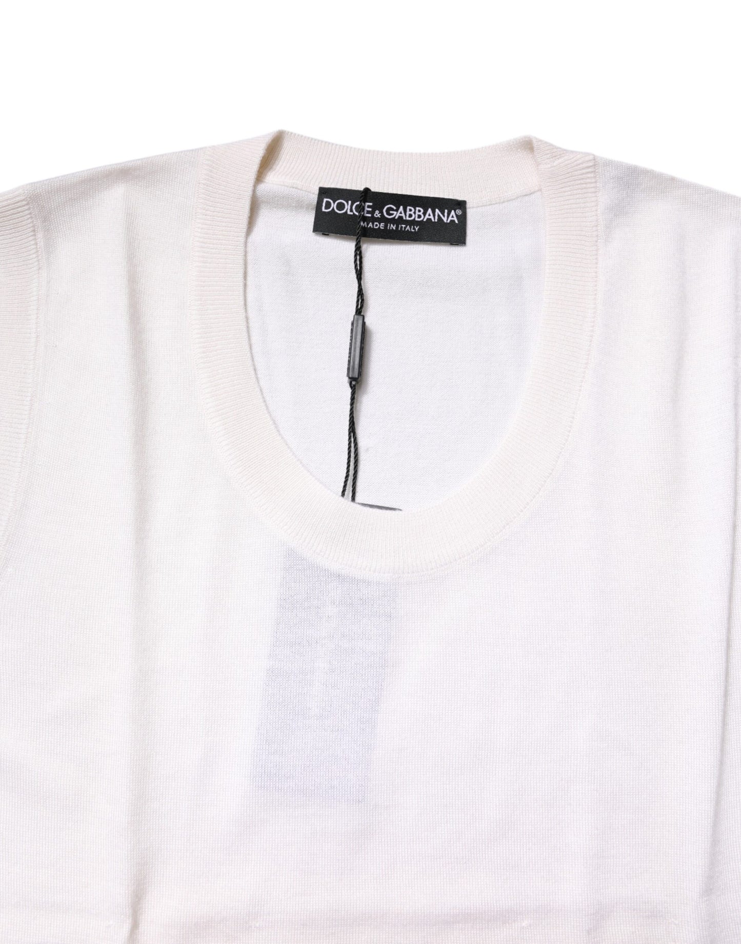 Dolce & Gabbana White Sleeveless Cashmere Round Neck Tank Top