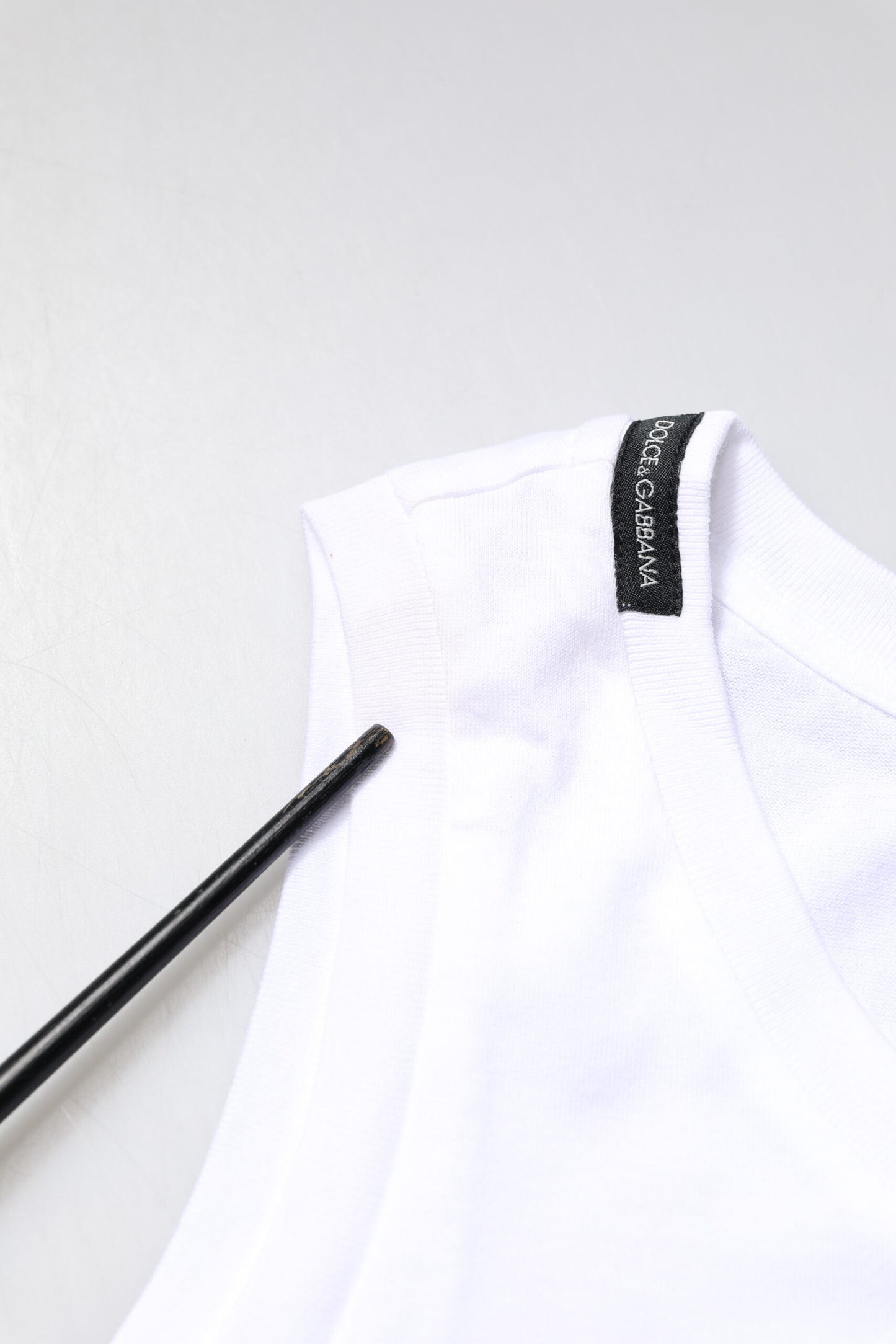 Dolce & Gabbana White Cotton Sleeveless Crew Neck T-shirt