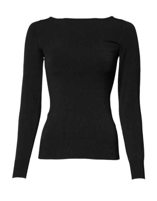 Dolce & Gabbana Black Viscose Long Sleeves Pullover Top