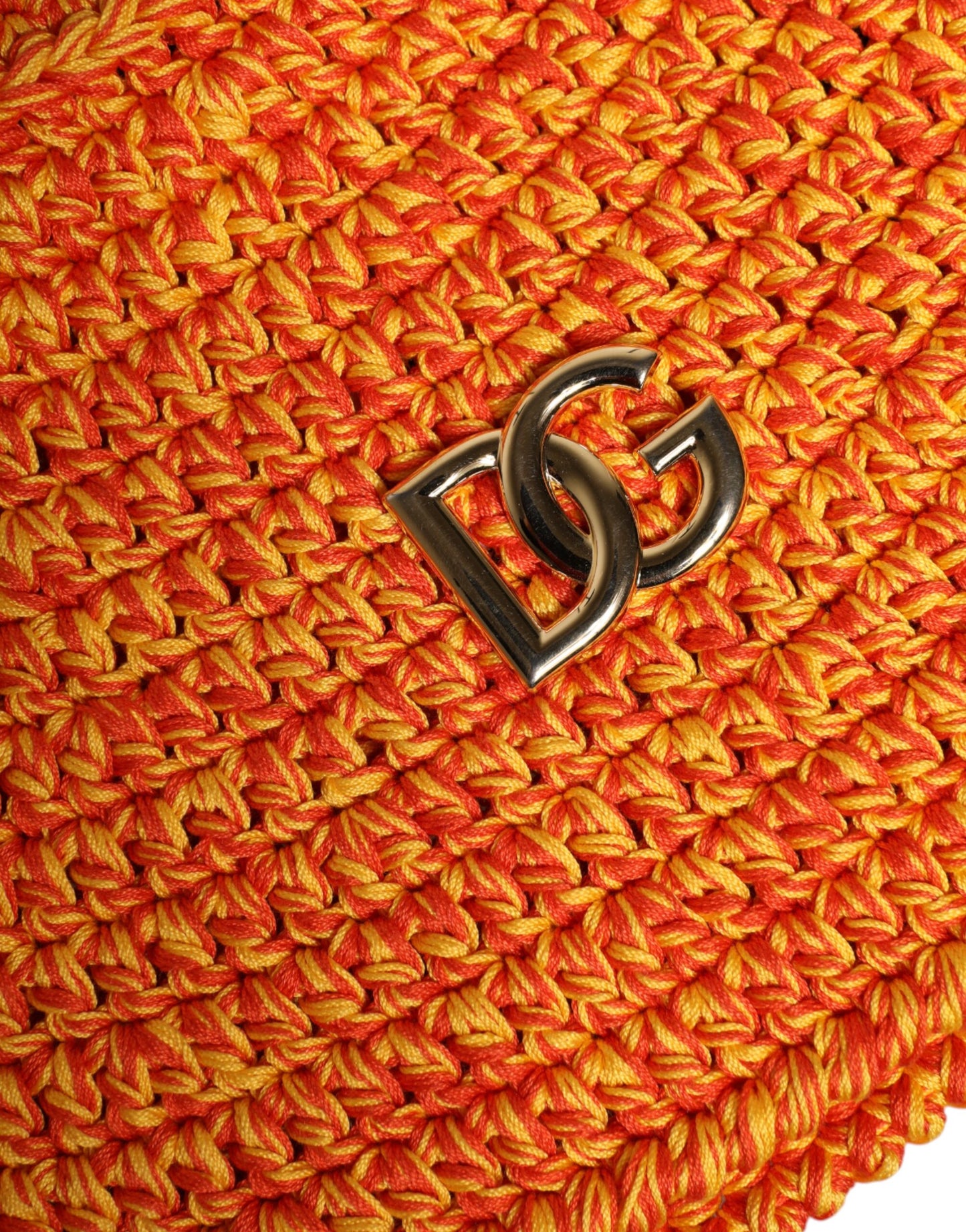 Dolce & Gabbana Orange Cotton Crochet DG Logo Bucket  Hat