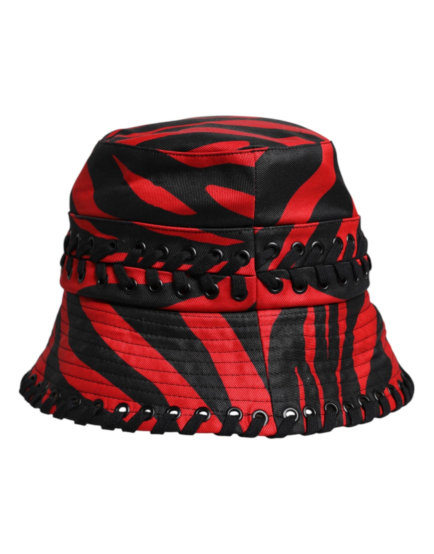 Dolce & Gabbana Black Red Stripe Polyester Wide Brim Bucket Hat
