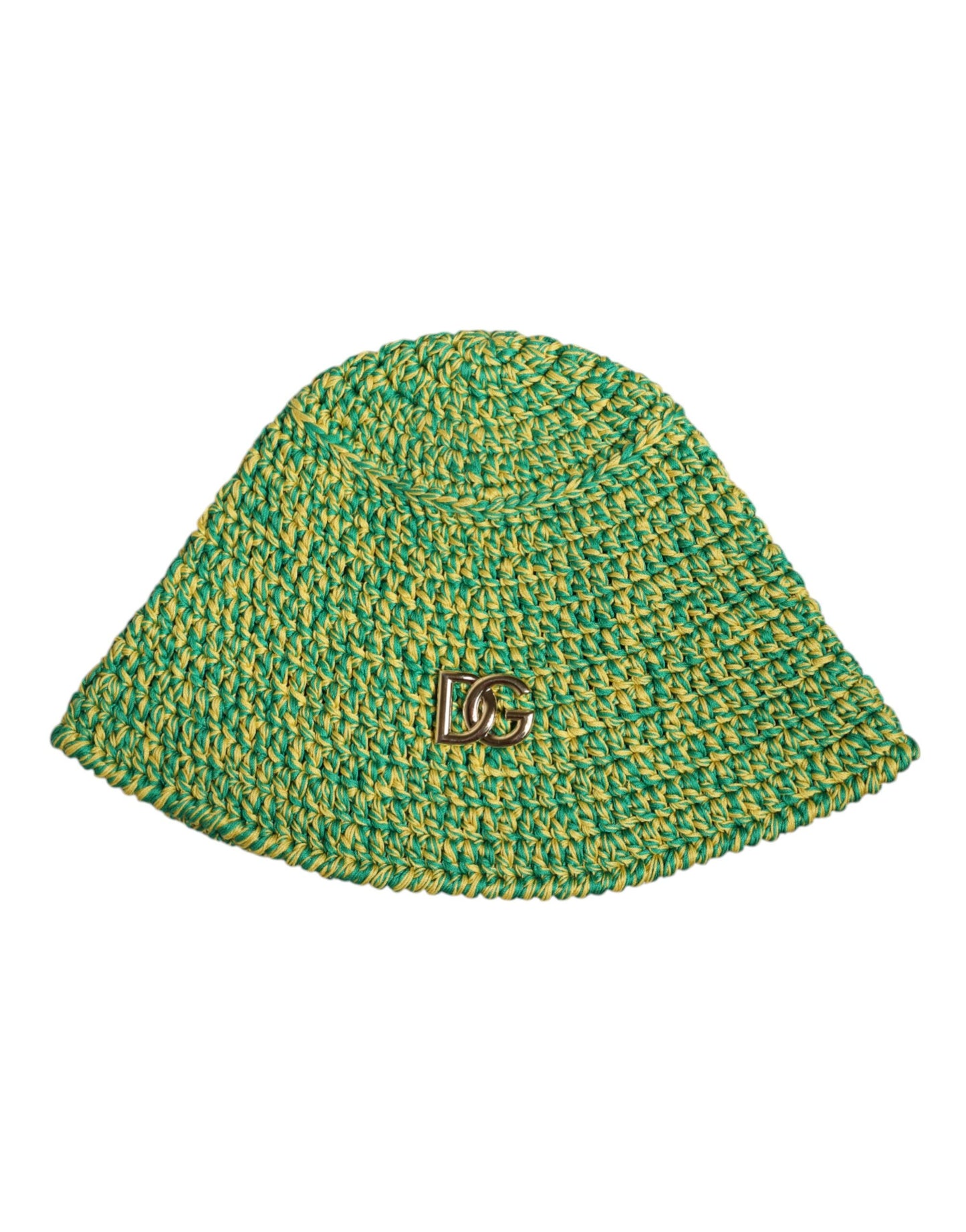 Dolce & Gabbana Green Cotton Crochet DG Logo Bucket Hat