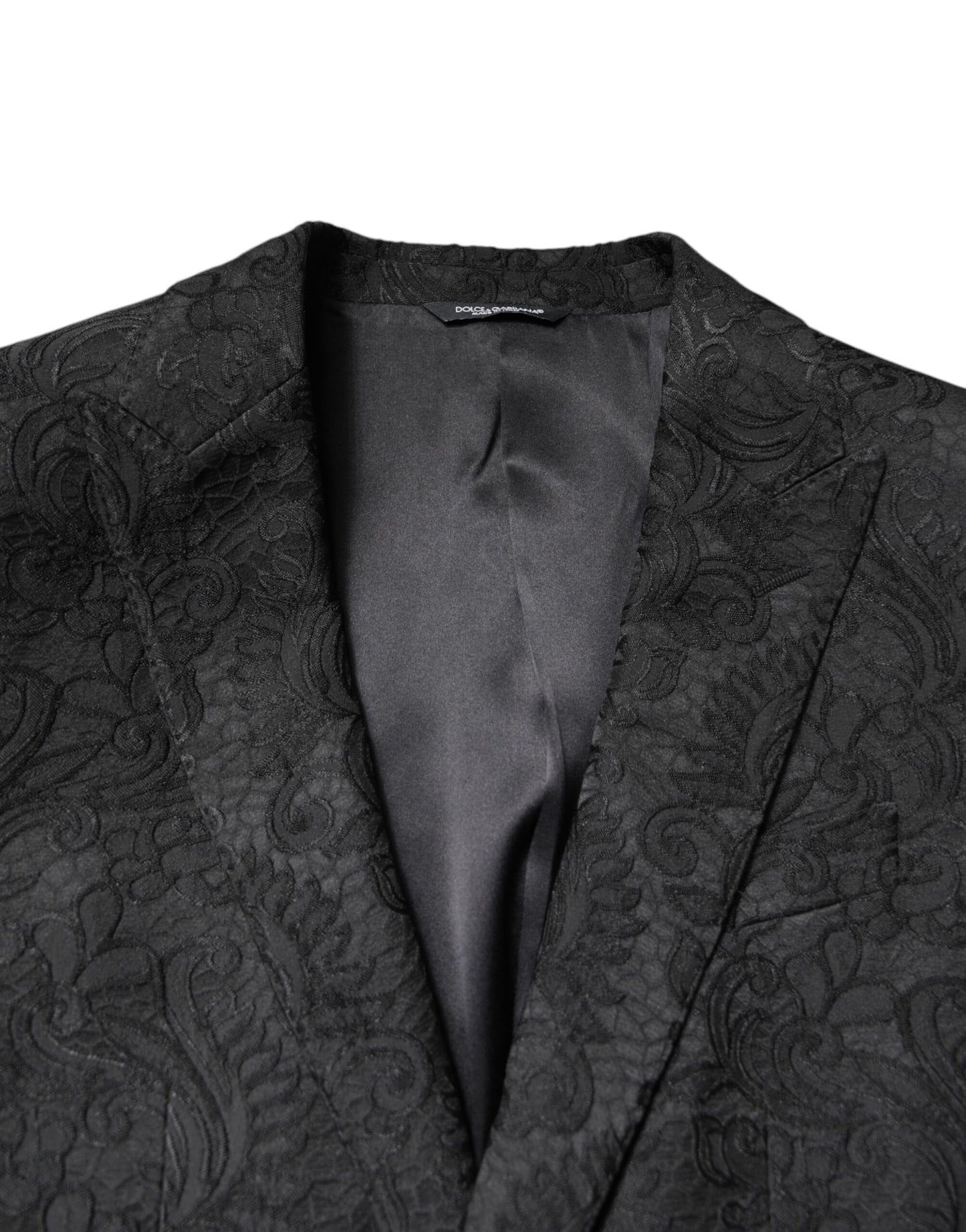 Dolce & Gabbana Black Floral Jacquard Coat Jacket Blazer