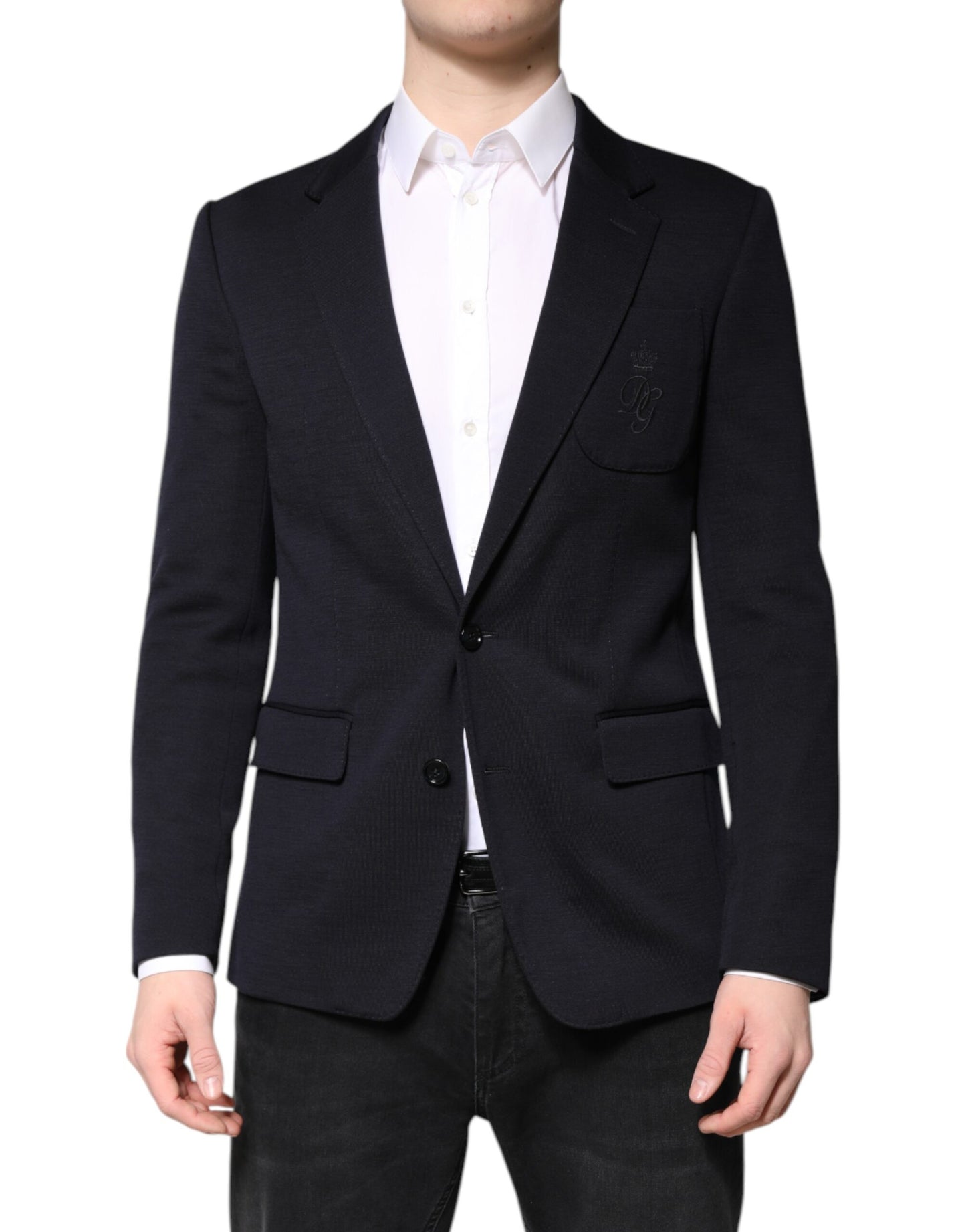 Dolce & Gabbana Black Wool Single Breasted Coat Suit Blazer