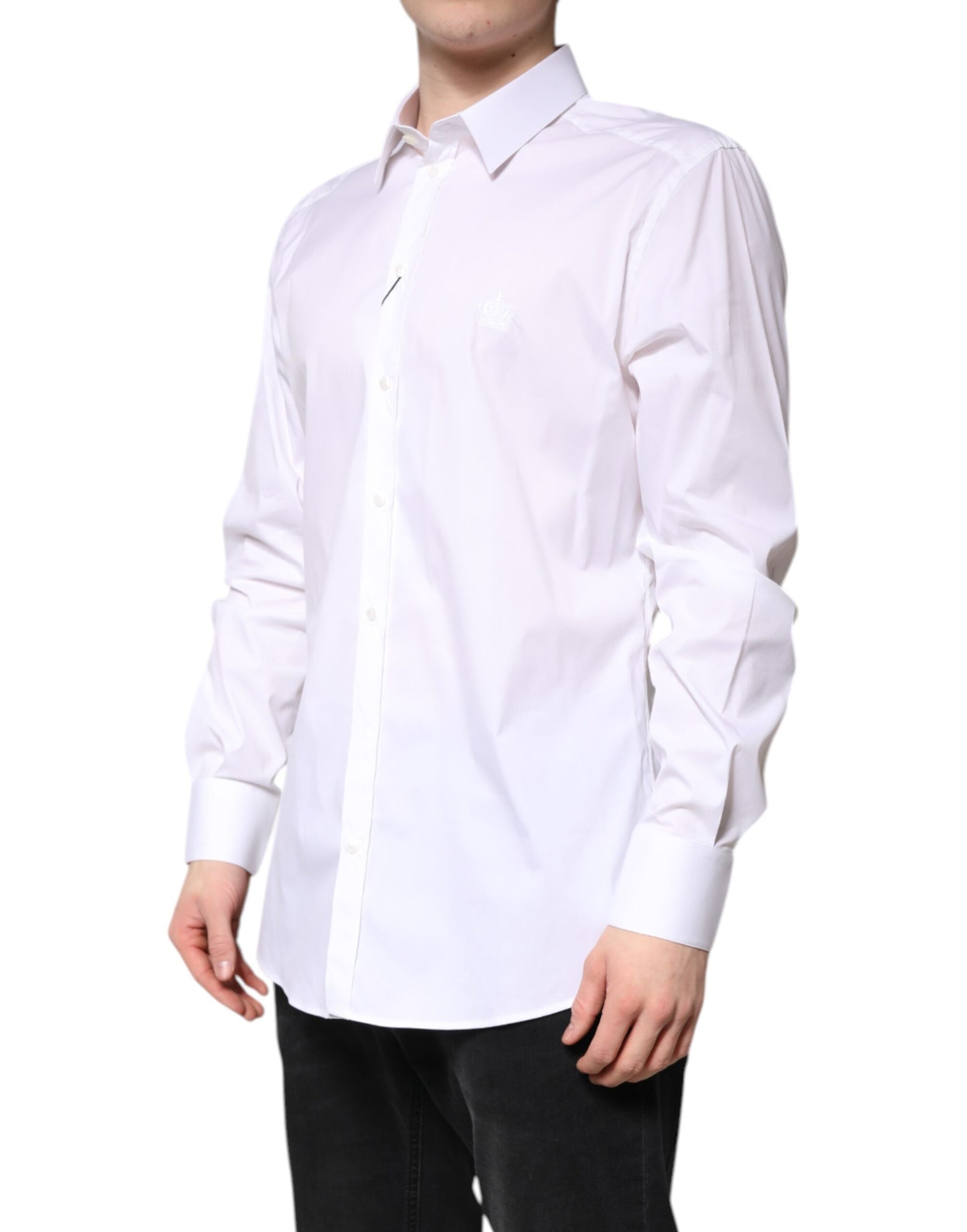 Dolce & Gabbana White Cotton GOLD Men Dress Formal Shirt