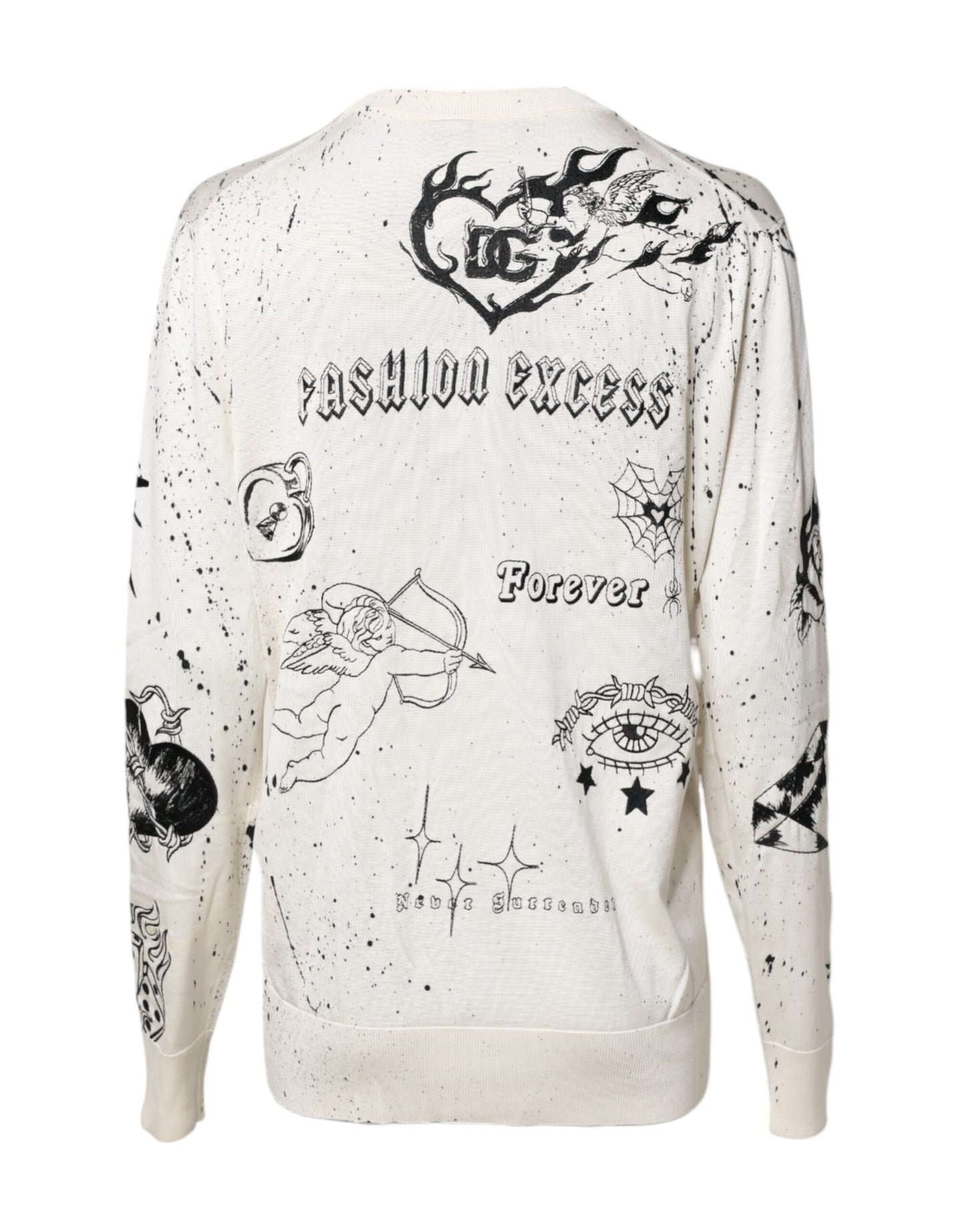 Dolce & Gabbana White Logo Angel Print Women Pullover Sweater