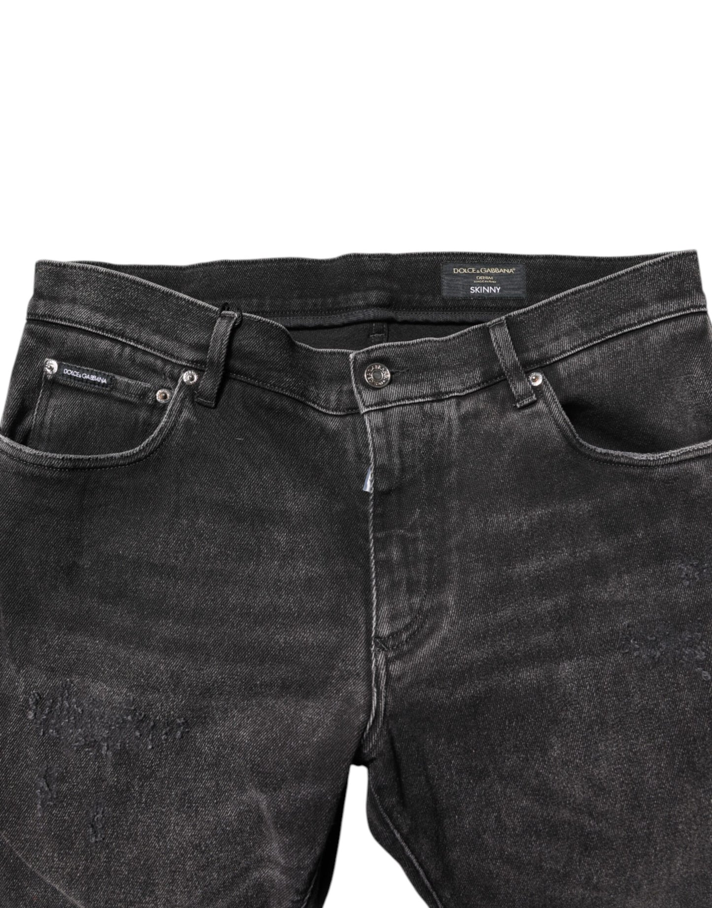 Dolce & Gabbana Gray Washed Cotton Skinny Denim Jeans