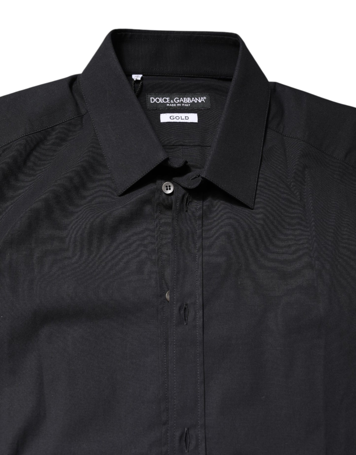 Dolce & Gabbana Black GOLD Cotton Long Sleeves Dress Shirt