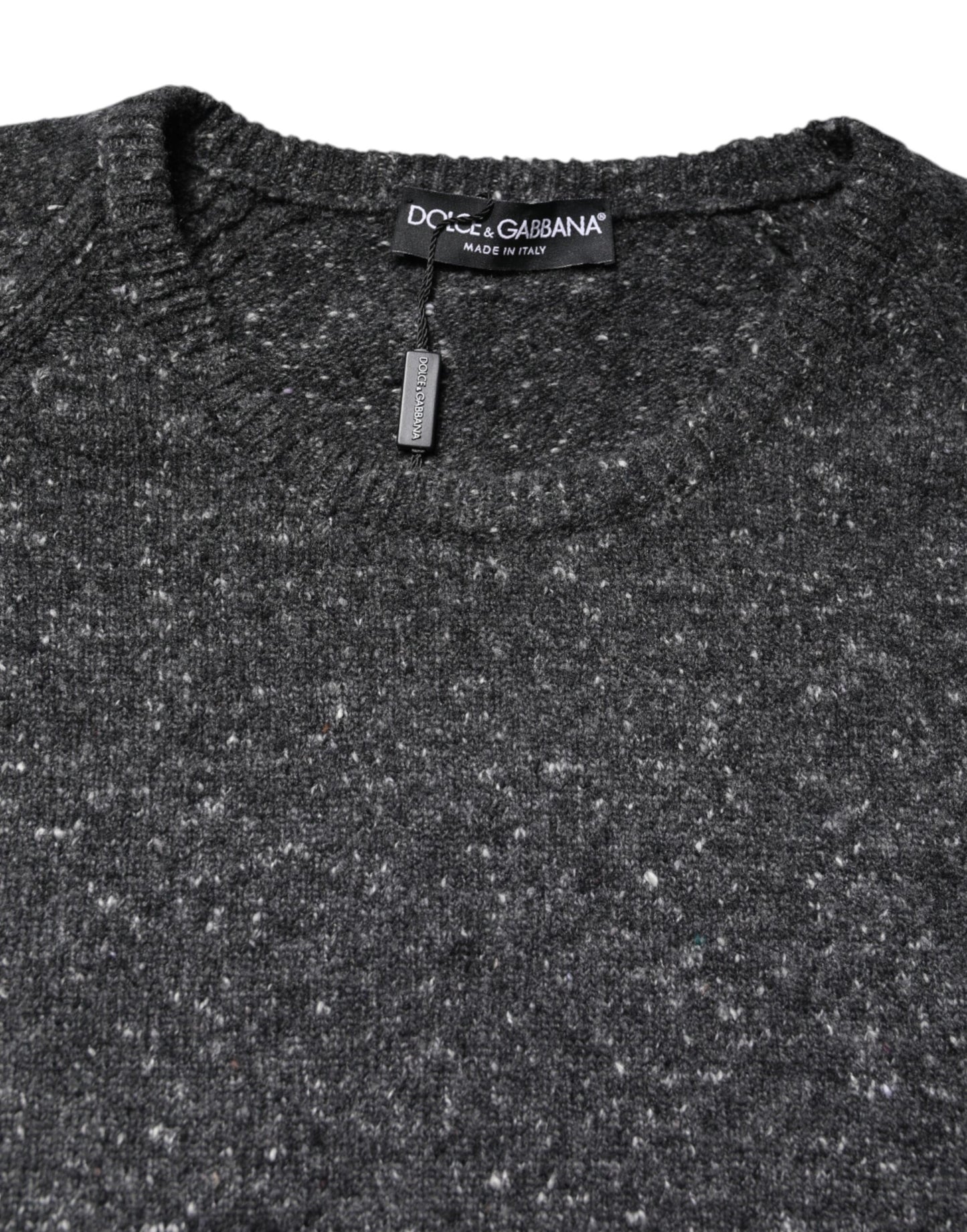 Dolce & Gabbana Gray Wool Knitted Round Neck Pullover Sweater