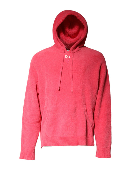 Dolce & Gabbana Red Cotton Knit Hooded Men Pullover Sweater